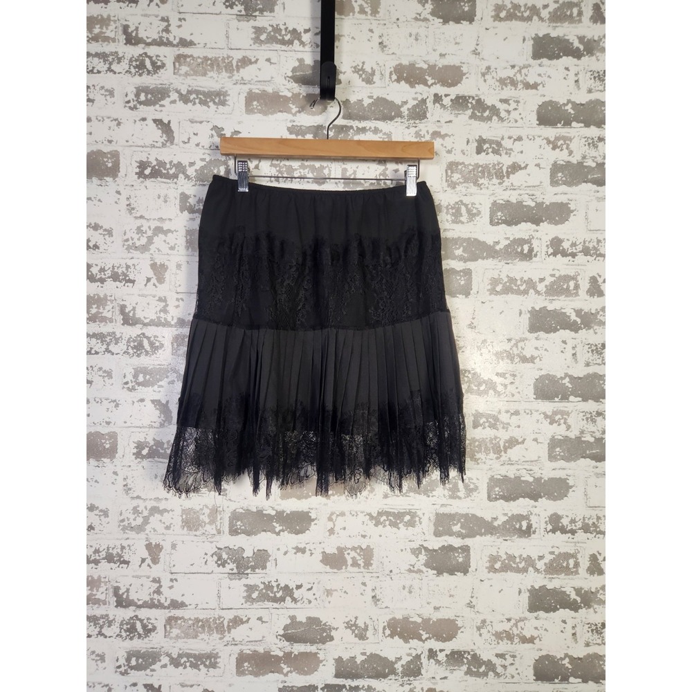 Y2K Style Lace Mini Skirt Pleated Ruffle Large Black Coquette Fairy Grunge Punk